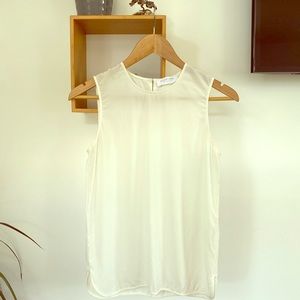 Everlane silk crew neck tank ivory size 0